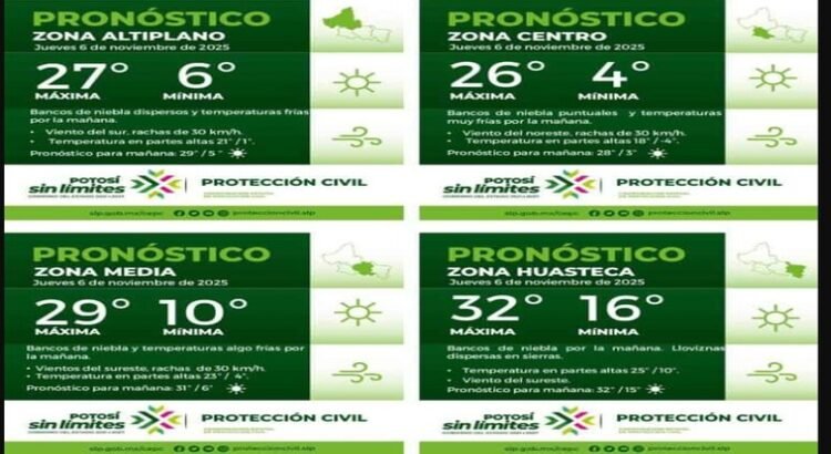 El pronóstico de heladas en San Luis Potosí por Frente Frío 12 El pronóstico de heladas en San Luis Potosí por Frente Frío 12